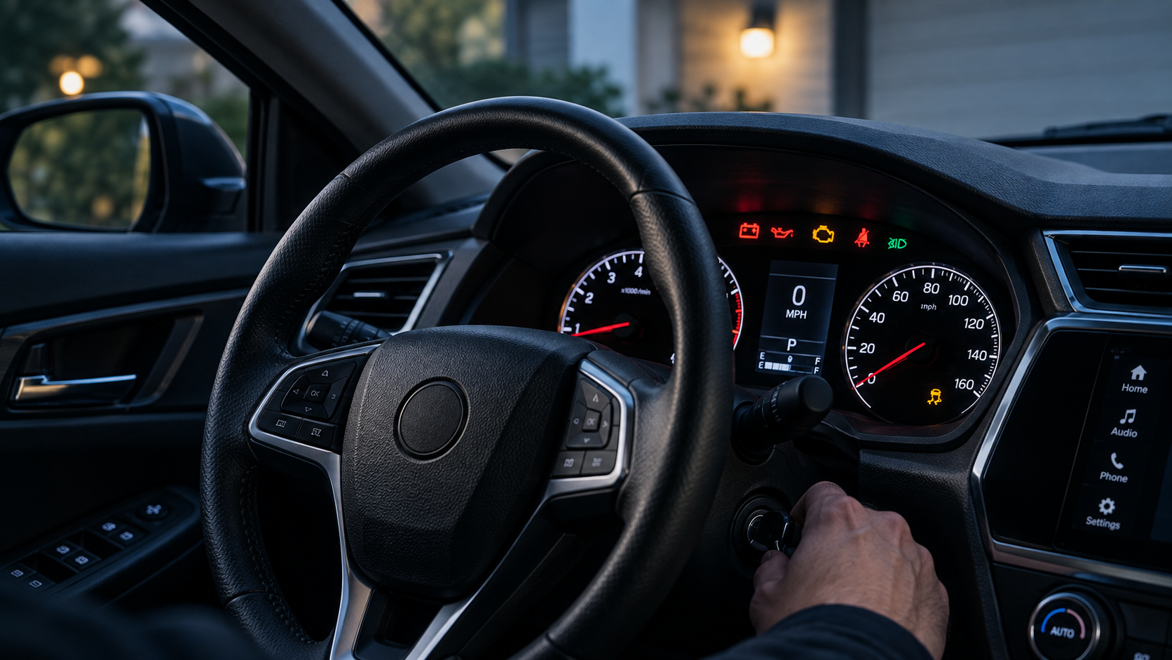 Vehicle dashboard illuminated during a no-start diagnosis
